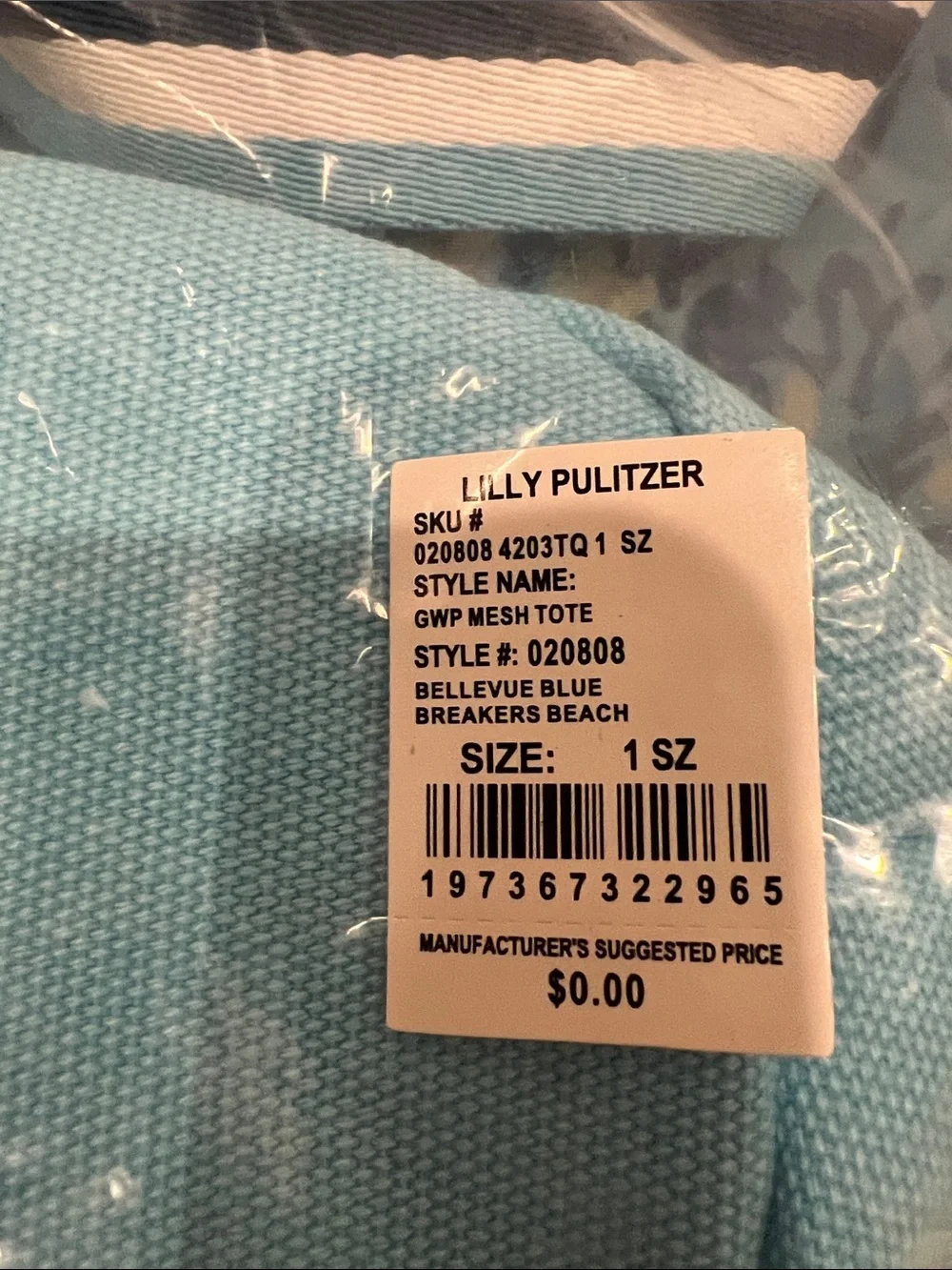 Lilly Pulitzer Printed Mesh Beach Tote Bellevue Blue Breakers Beach NWT